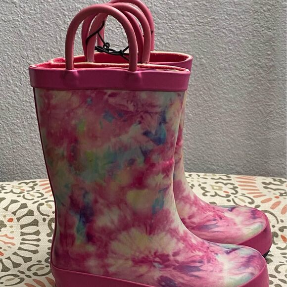 Pink Rain Boots Cat and Jack Size 7 - Picture 1 of 5